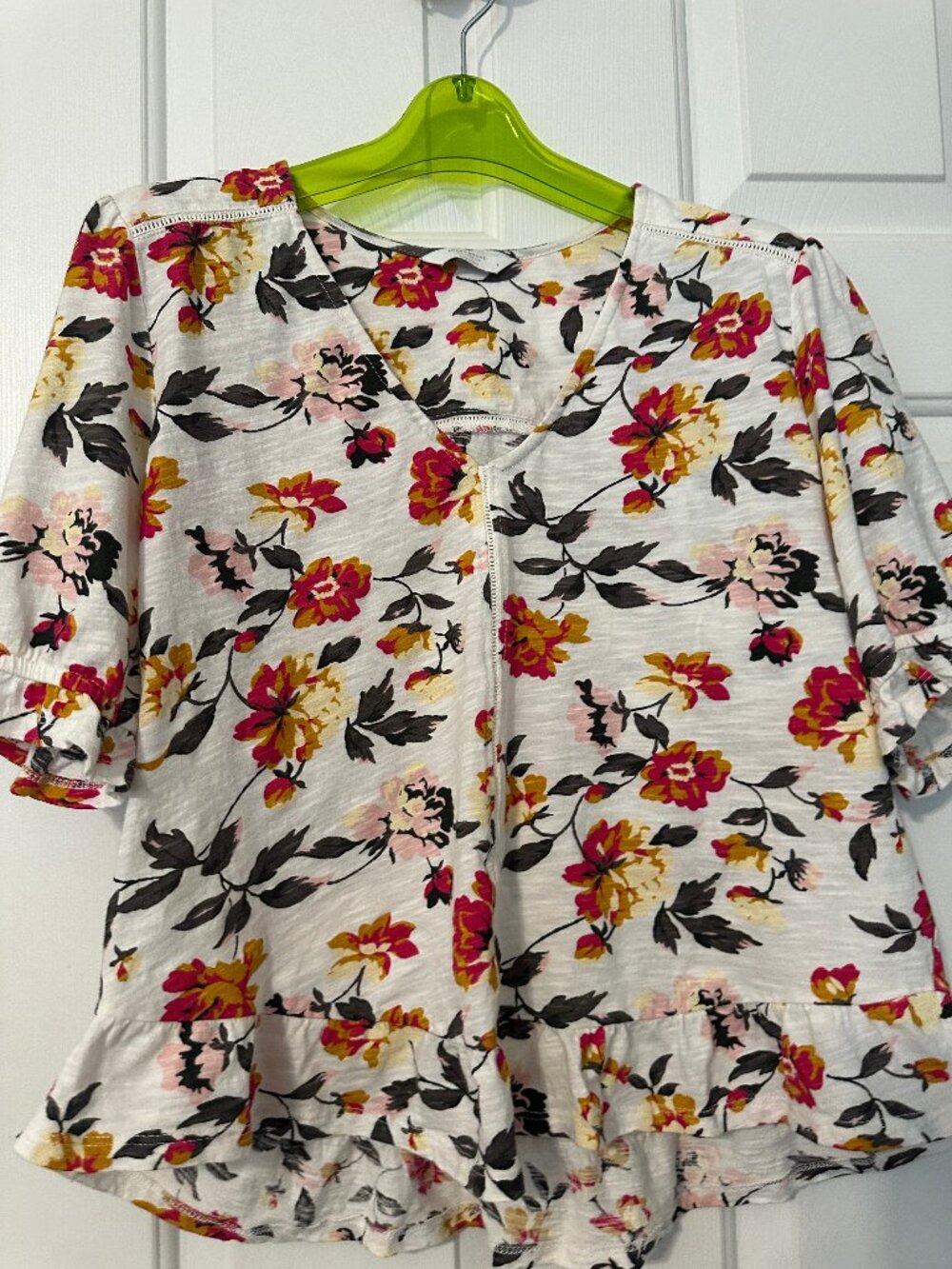 Lucky Brand floral shirt with ruffles